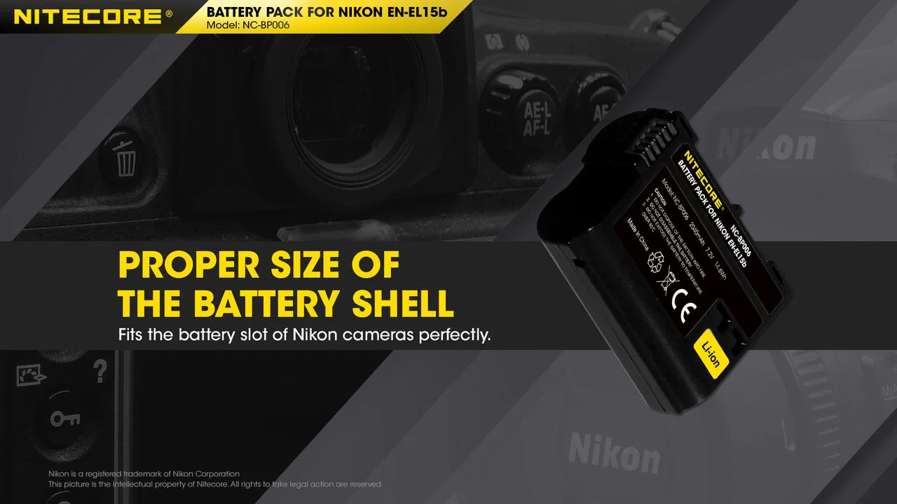 Nitecore NC-BP006 Camera Battery Compatible with Nikon EN-EL15B - Image 6