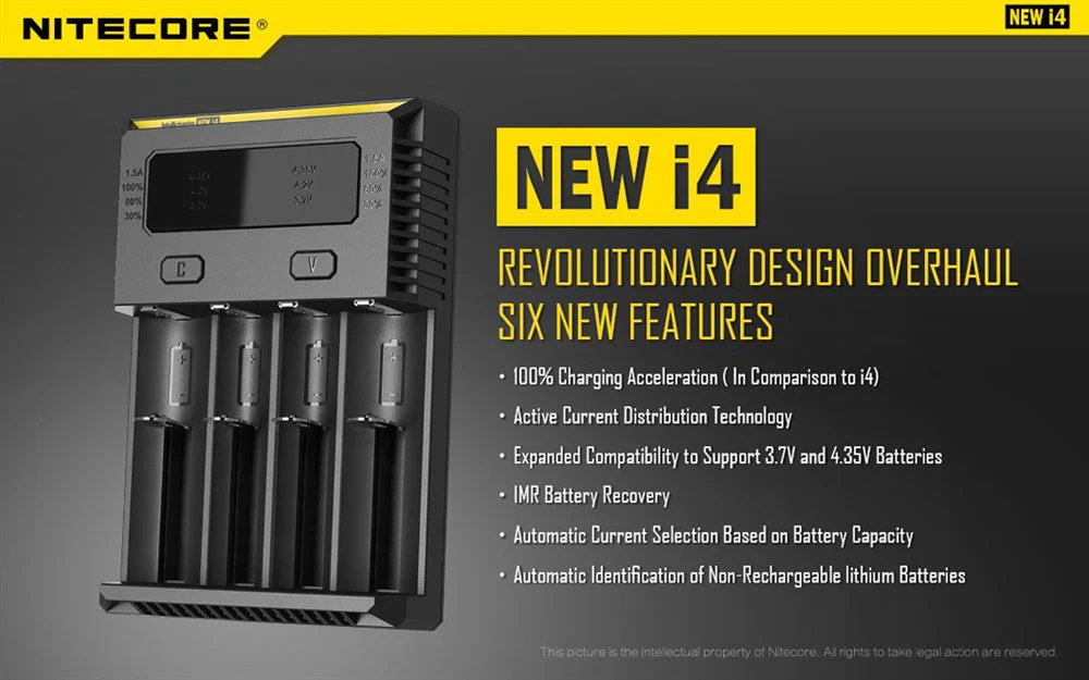 NiteCore New i4 4 Channel Universal Charger, for 18650, 16340 etc - Image 2