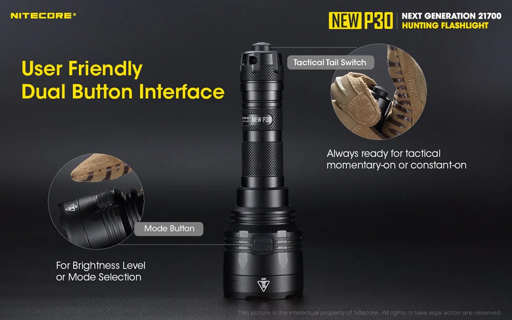 Nitecore NEW P30 1000 Lumen Long Throw Hunting Flashlight - Image 8