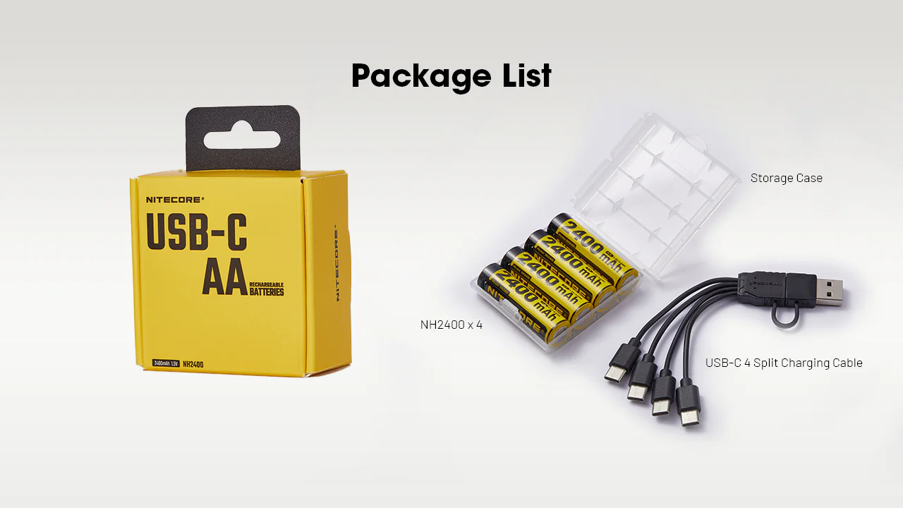 Nitecore NH2400 2400mAh USB-C Rechargeable AA Battery 4-Pack - Image 10