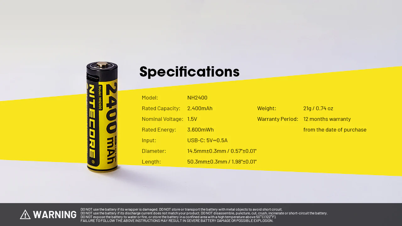 Nitecore NH2400 2400mAh USB-C Rechargeable AA Battery 4-Pack - Image 11