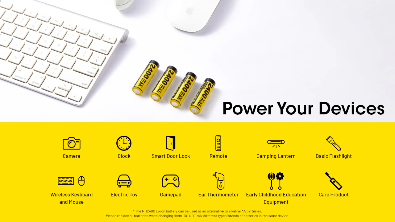 Nitecore NH2400 2400mAh USB-C Rechargeable AA Battery 4-Pack - Image 6