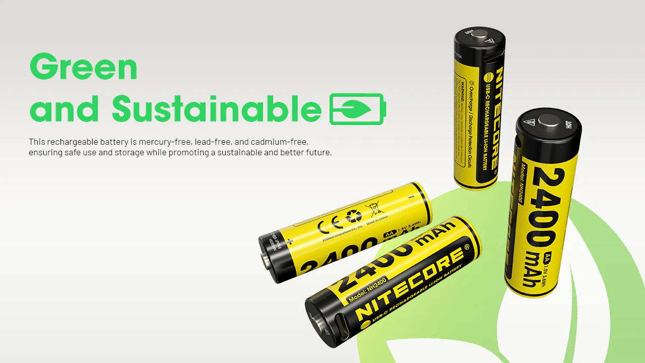 Nitecore NH2400 2400mAh USB-C Rechargeable AA Battery 4-Pack - Image 8