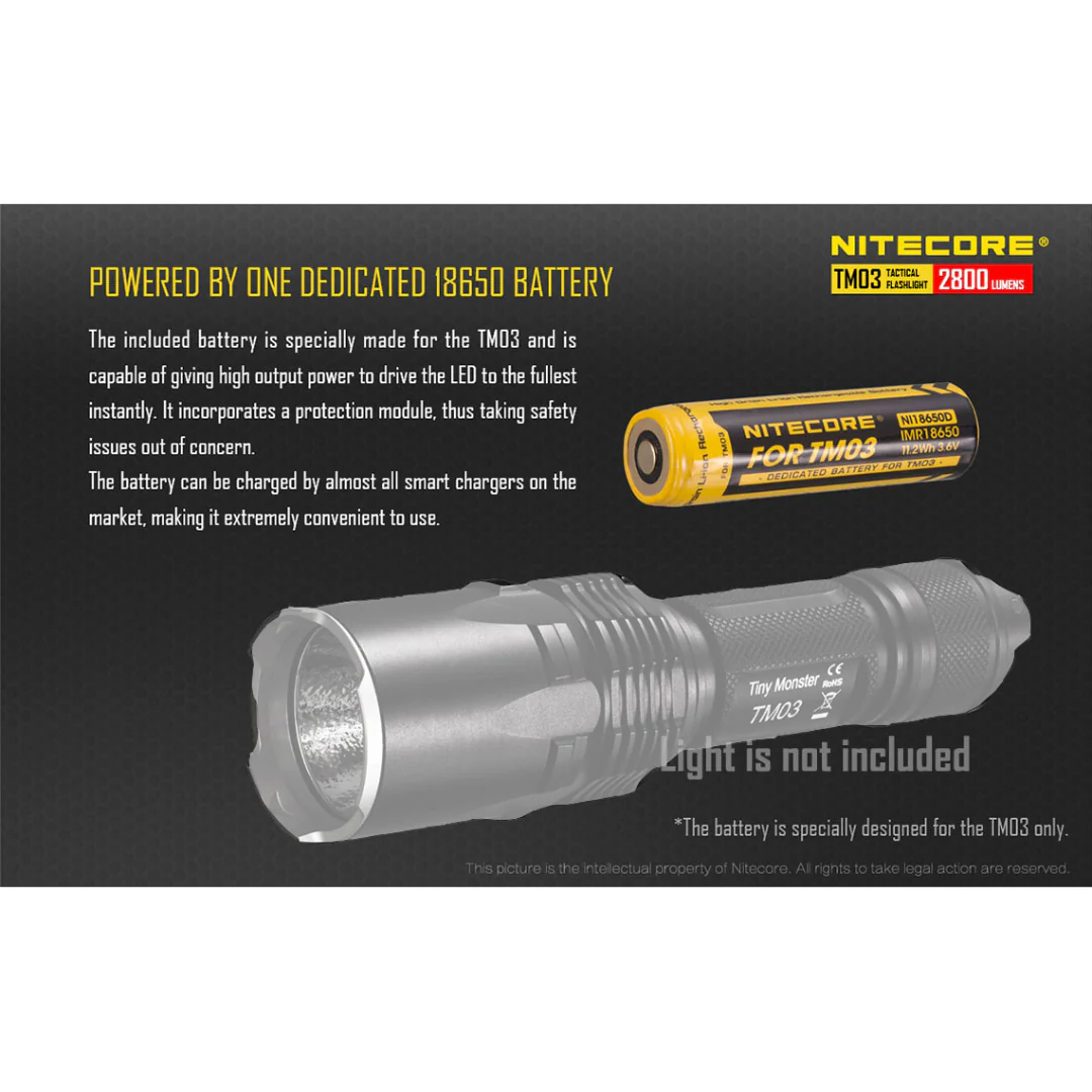 Nitecore NI18650D Rechargeable Battery for the TM03 - Image 2