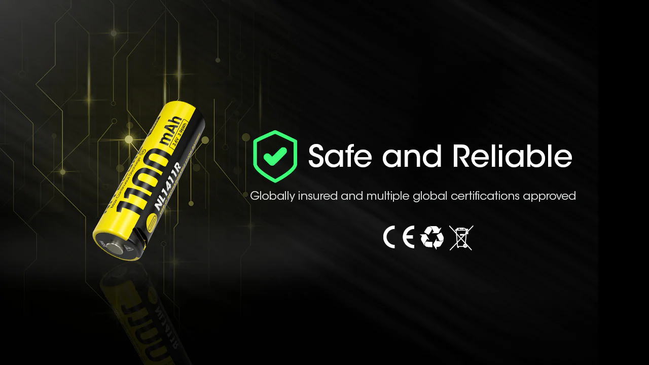 Nitecore NL1411R 1100mAh USB-C Rechargeable 14500 Battery - Image 10