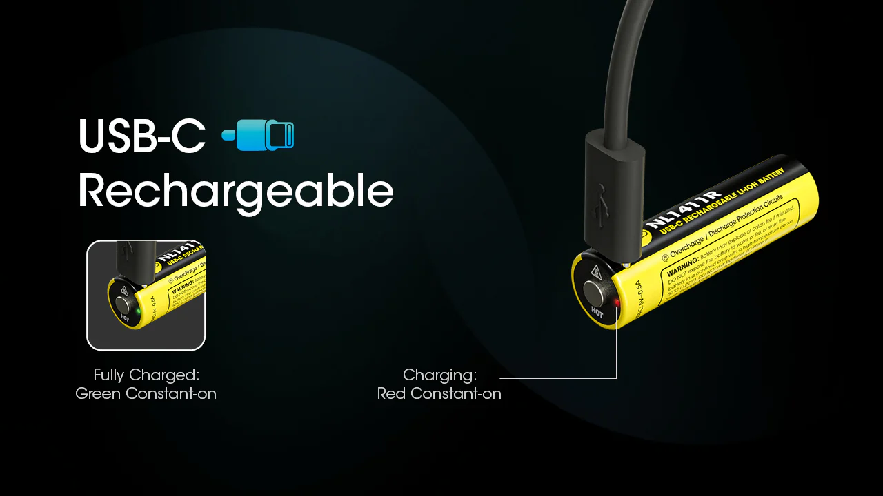 Nitecore NL1411R 1100mAh USB-C Rechargeable 14500 Battery - Image 4