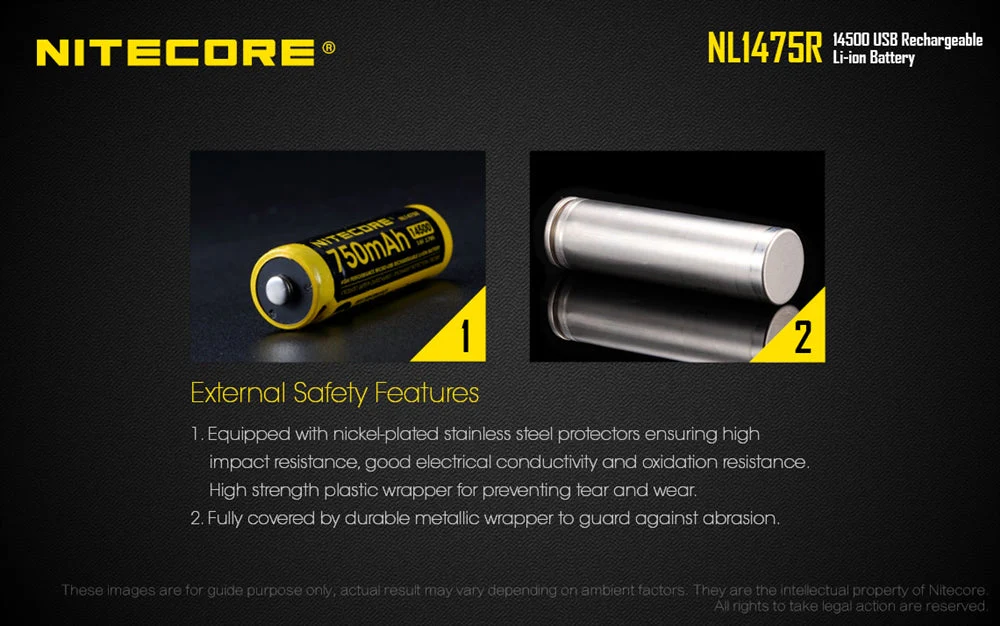 Nitecore NL1475R 750mAh USB Rechargeable 14500 Battery - Image 7
