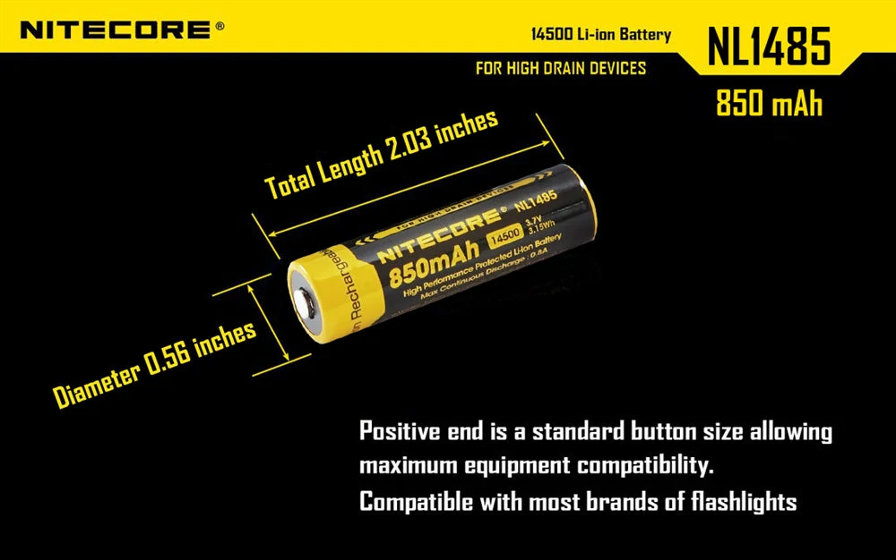 Nitecore NL1485 850mAh Rechargeable 14500 Battery - Image 5