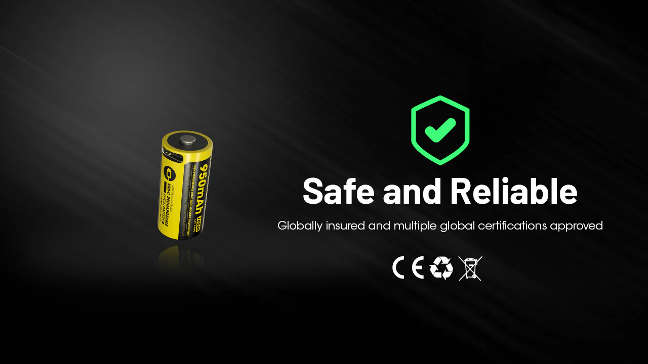 Nitecore NL169R 950mAh Rechargeable RCR123 16340 Battery with USB-C Charging Port - Image 10