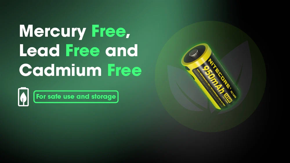Nitecore NL169R 950mAh Rechargeable RCR123 16340 Battery with USB-C Charging Port - Image 9
