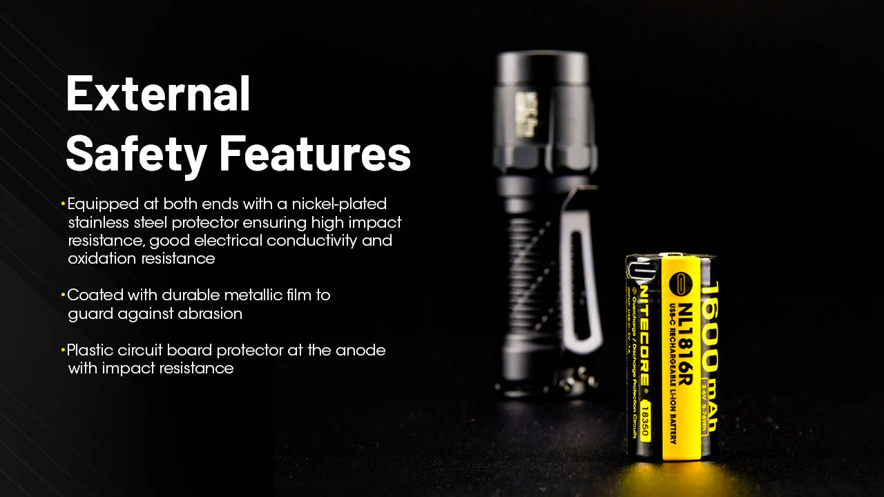 Nitecore NL1816R 1600mAh USB-C Rechargeable Battery, Customized for MT1C Pro - Image 7