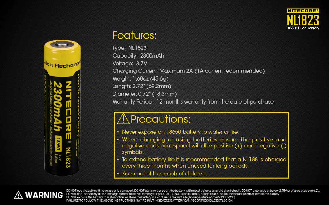 Nitecore NL1823 (NL183) 2300mAh Rechargeable 18650 Battery - Image 10