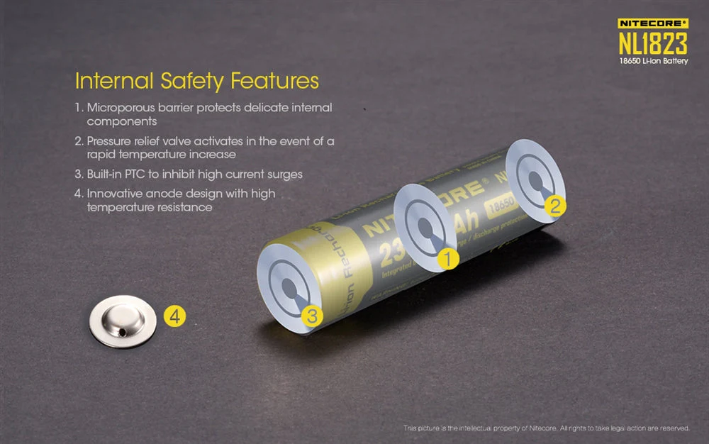 Nitecore NL1823 (NL183) 2300mAh Rechargeable 18650 Battery - Image 3