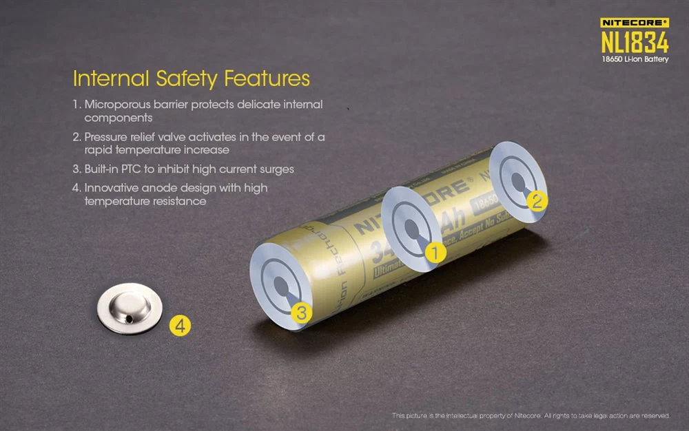 Nitecore NL1834 3400mAh Rechargeable 18650 Battery - Image 3