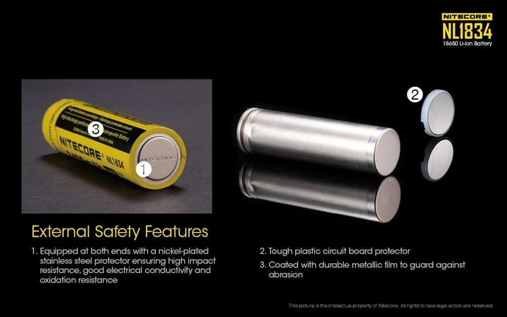 Nitecore NL1834 3400mAh Rechargeable 18650 Battery - Image 4