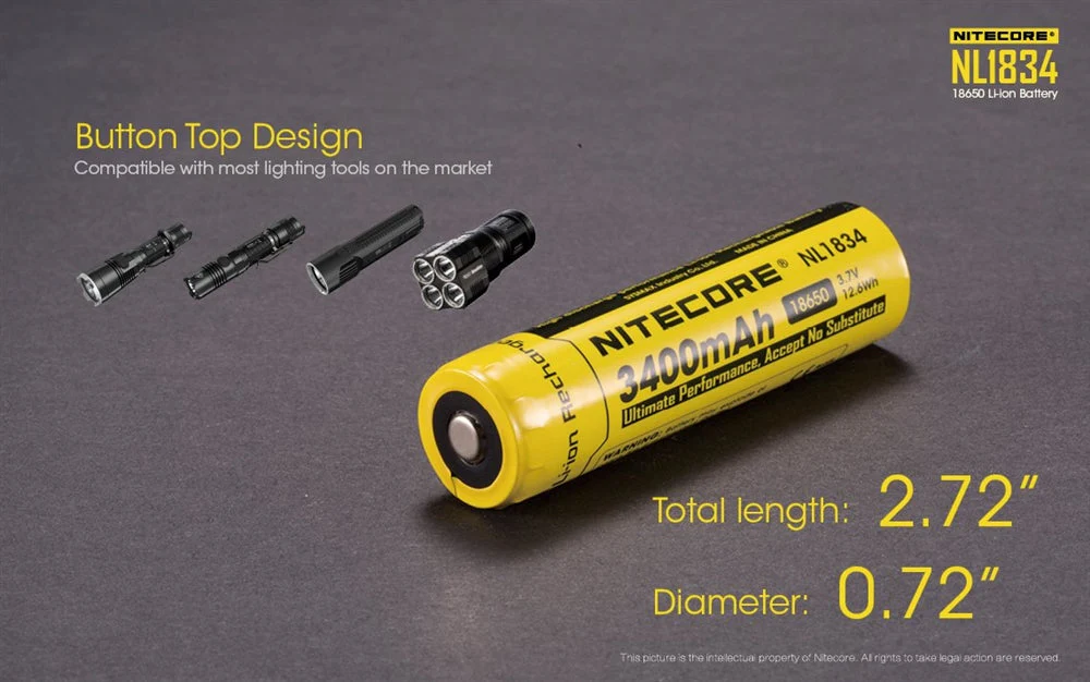 Nitecore NL1834 3400mAh Rechargeable 18650 Battery - Image 6