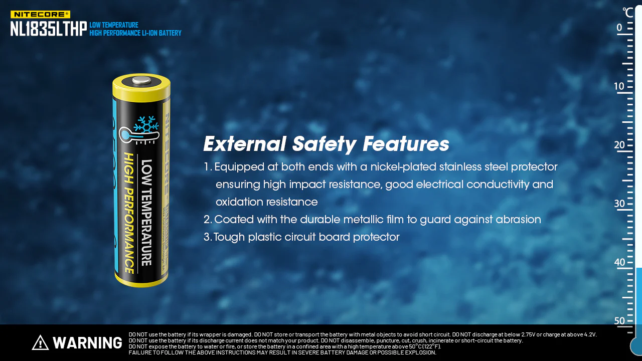 Nitecore NL1835LTHP Cold Weather Low Temperature High Performance 18650 Battery - Image 7