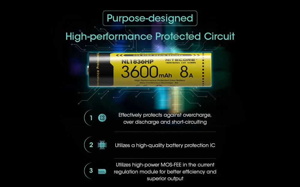 Nitecore NL1836HP 3600mAh Rechargeable 18650 Battery - Image 6