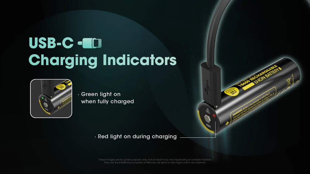 Nitecore NL1836R 3600mAh USB-C Rechargeable 18650 Battery - Image 3
