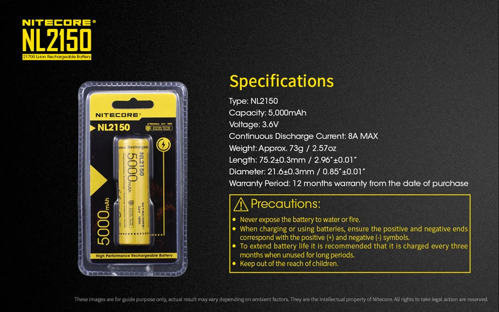 Nitecore NL2150 5000mAh Rechargeable 21700 Battery - Used - Image 10