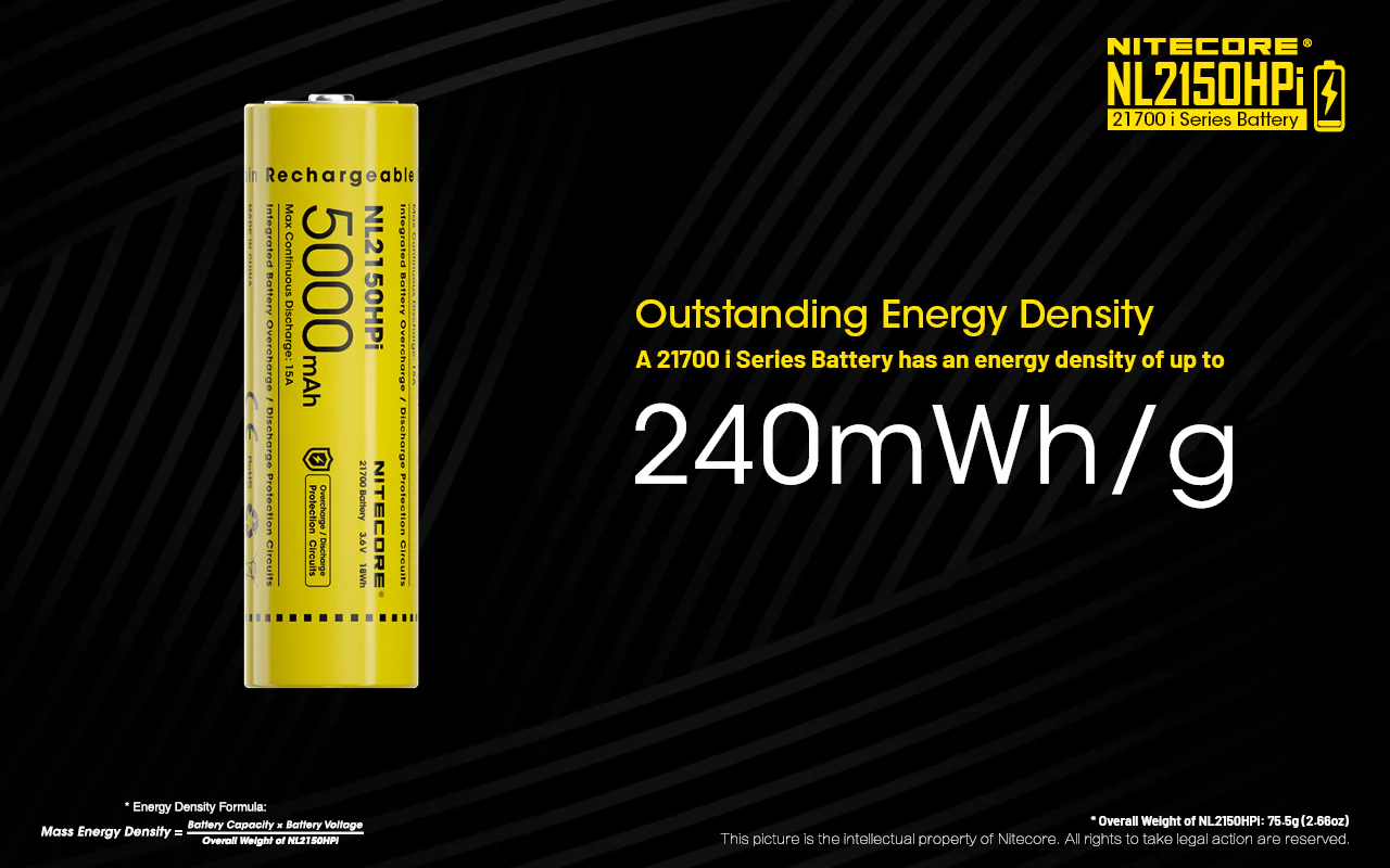 Nitecore NL2150HPI 5000mAh Rechargeable Battery for i Series Flashlights (P20i, P20iX, SRT6i, etc) - Image 4