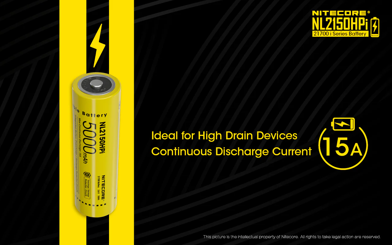 Nitecore NL2150HPI 5000mAh Rechargeable Battery for i Series Flashlights (P20i, P20iX, SRT6i, etc) - Image 6