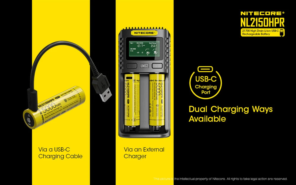 Nitecore NL2150HPR 5000mAh USB-C Rechargeable 21700 Battery, High Performance - Image 3