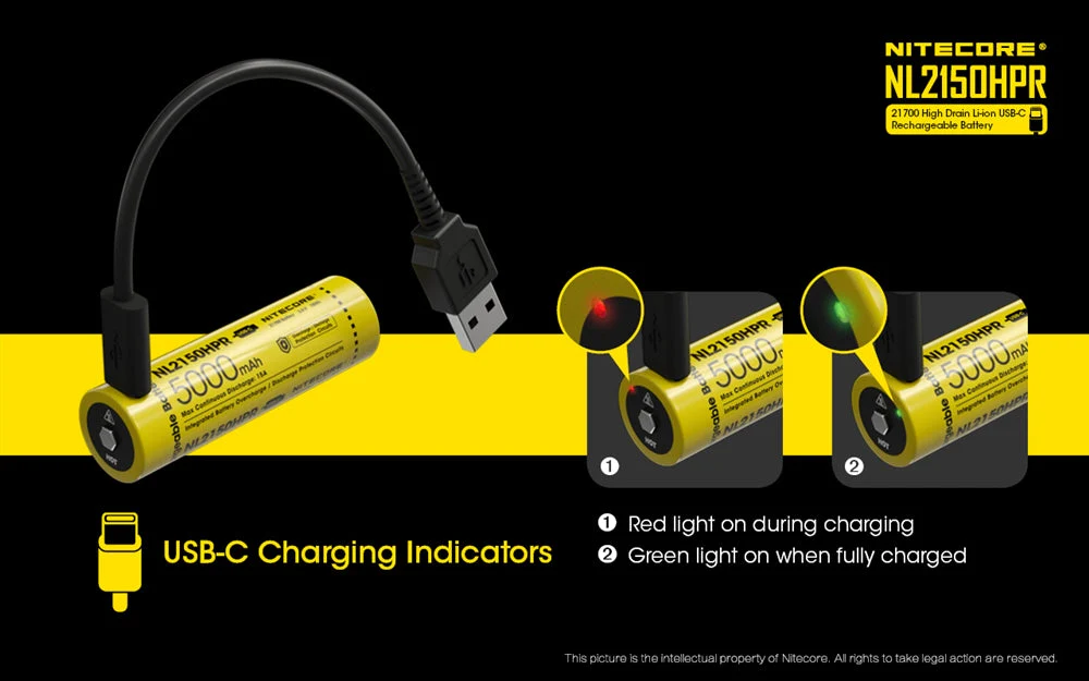 Nitecore NL2150HPR 5000mAh USB-C Rechargeable 21700 Battery, High Performance - Image 4