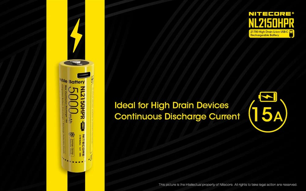 Nitecore NL2150HPR 5000mAh USB-C Rechargeable 21700 Battery, High Performance - Image 5