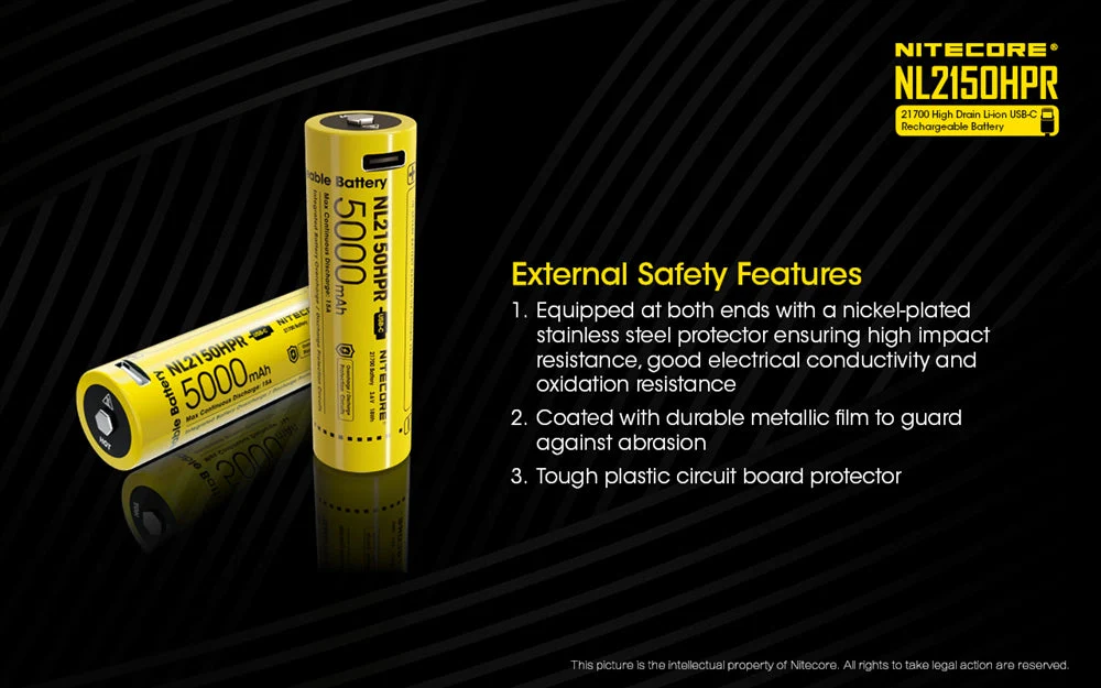 Nitecore NL2150HPR 5000mAh USB-C Rechargeable 21700 Battery, High Performance - Image 8