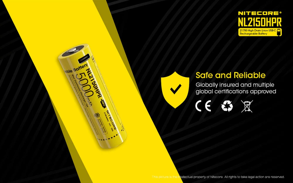 Nitecore NL2150HPR 5000mAh USB-C Rechargeable 21700 Battery, High Performance - Image 9