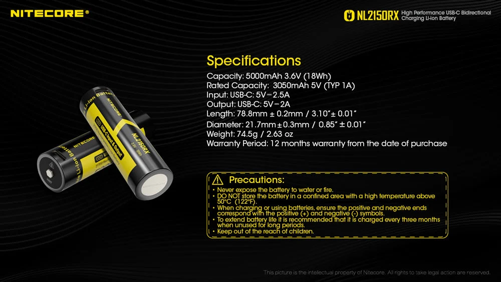 Nitecore NL2150RX 5000mAh USB-C Rechargeable 21700 Battery - Image 12