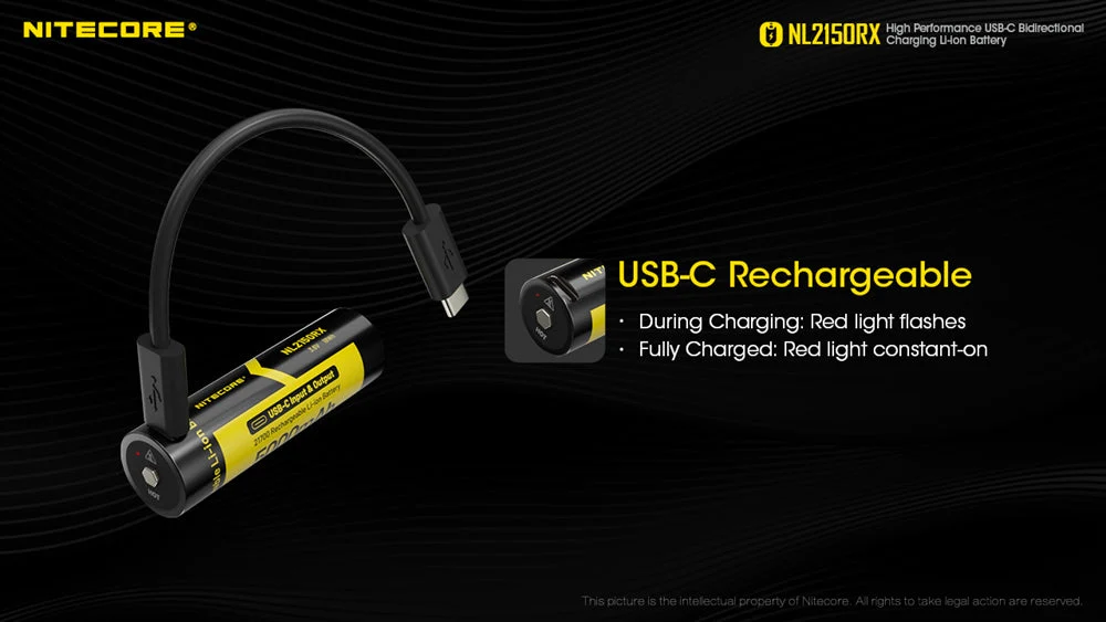 Nitecore NL2150RX 5000mAh USB-C Rechargeable 21700 Battery - Image 4