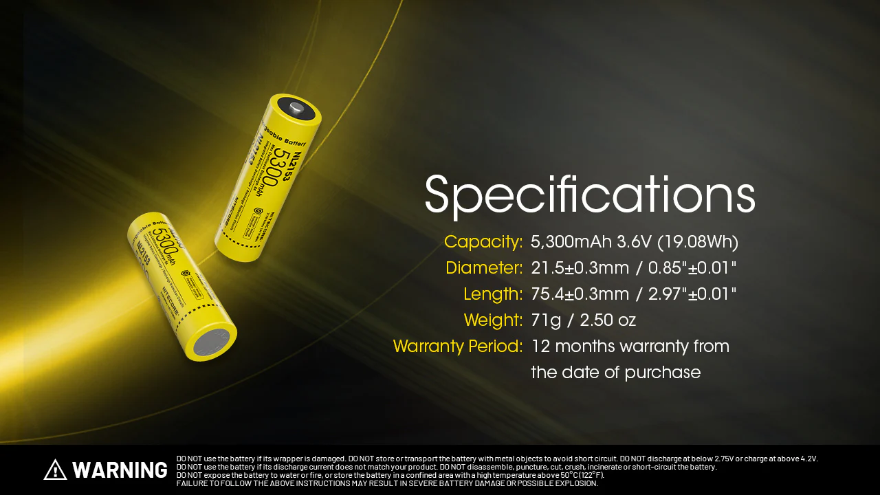Nitecore NL2153 5300mAh Rechargeable 21700 Battery - Image 12