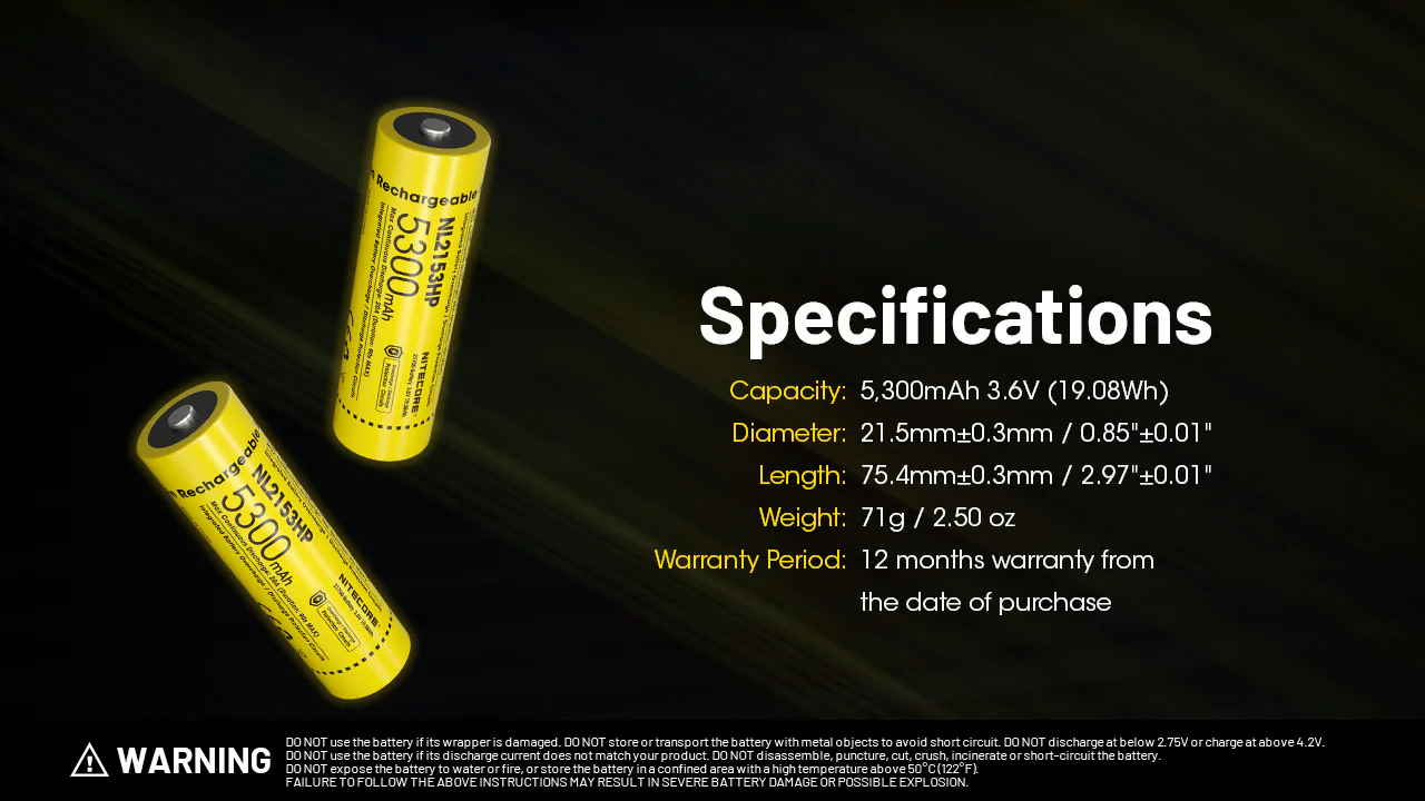Nitecore NL2153HP 5300mAh Rechargeable 21700 Battery - Image 12