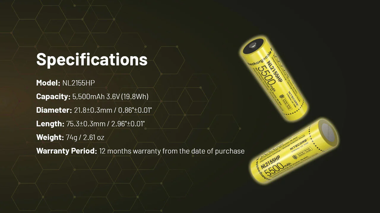 Nitecore NL2155HP 5500mAh Rechargeable 21700 Battery - Image 11