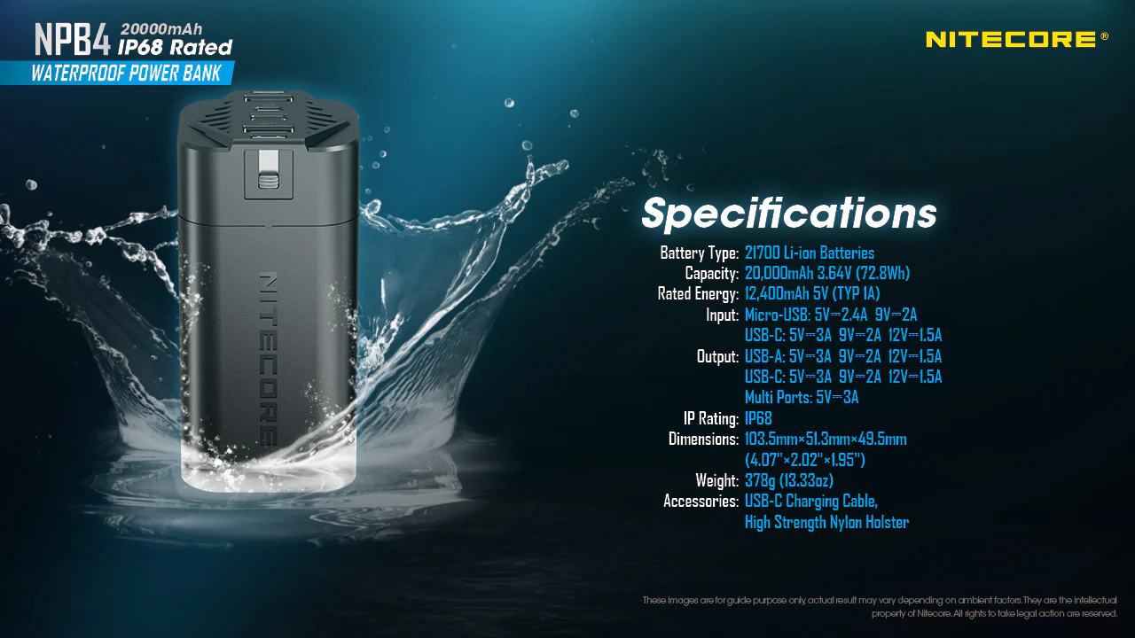 Nitecore NPB4 20,000mAh Waterproof Power Bank - Image 11