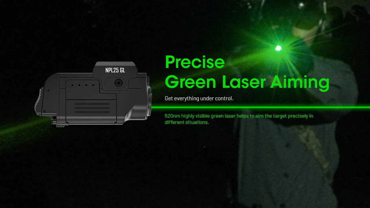Nitecore NPL25 GL 900 Lumen Rechargeable Mounted Flashlight with Green Laser Sight - Image 4