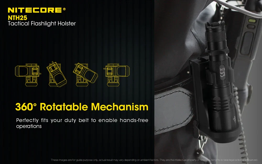 Nitecore NTH25 Rotary Flashlight Holster with Adjustable Belt Clip, for P20i, P20iX, P10i, P20iX etc - Image 4