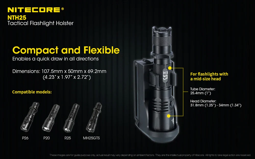 Nitecore NTH25 Rotary Flashlight Holster with Adjustable Belt Clip, for P20i, P20iX, P10i, P20iX etc - Image 6