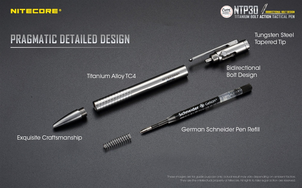 Nitecore NTP30 Titanium Bidirectional Bolt Action Tactical Pen - Image 11