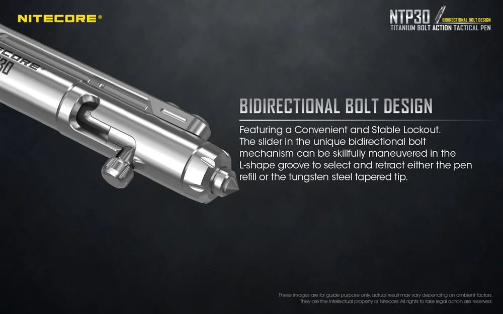 Nitecore NTP30 Titanium Bidirectional Bolt Action Tactical Pen - Image 3