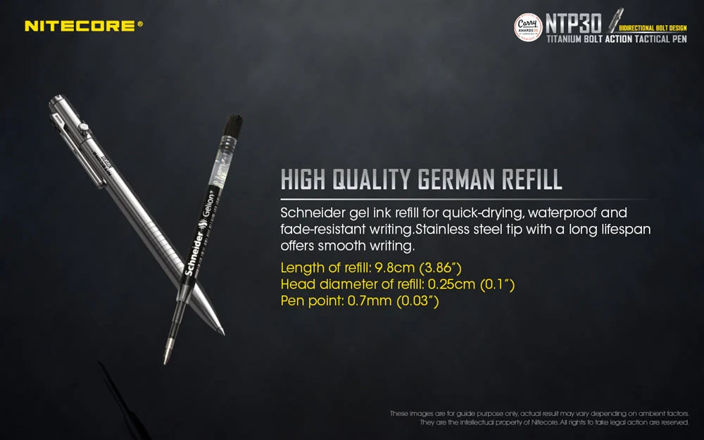 Nitecore NTP30 Titanium Bidirectional Bolt Action Tactical Pen - Image 6