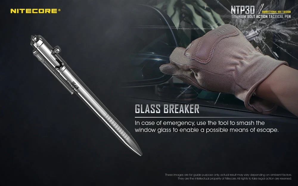 Nitecore NTP30 Titanium Bidirectional Bolt Action Tactical Pen - Image 7