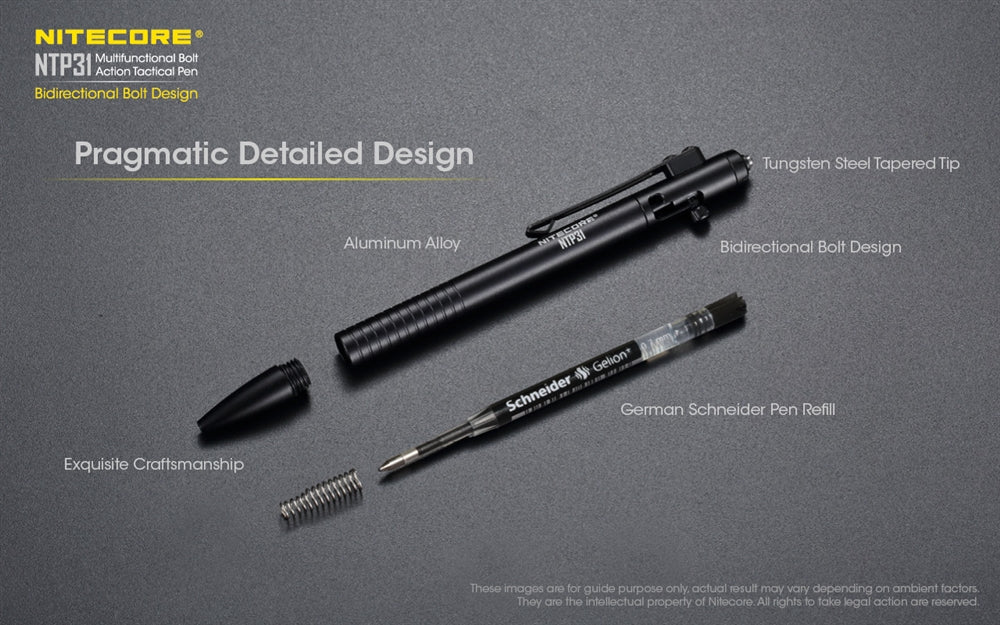 Nitecore NTP31 Aluminum Alloy Tactical Bolt Action Pen - Image 11