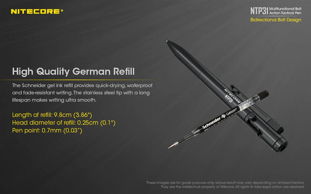 Nitecore NTP31 Aluminum Alloy Tactical Bolt Action Pen - Image 8