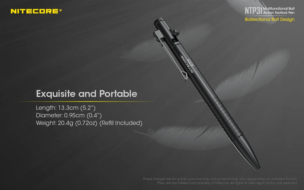 Nitecore NTP31 Aluminum Alloy Tactical Bolt Action Pen - Image 9