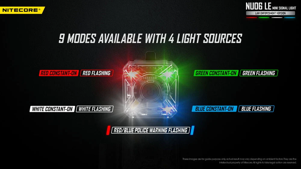 Nitecore NU06 LE White Blue Green Red USB-C Rechargeable Signal and Safety Light - Image 3