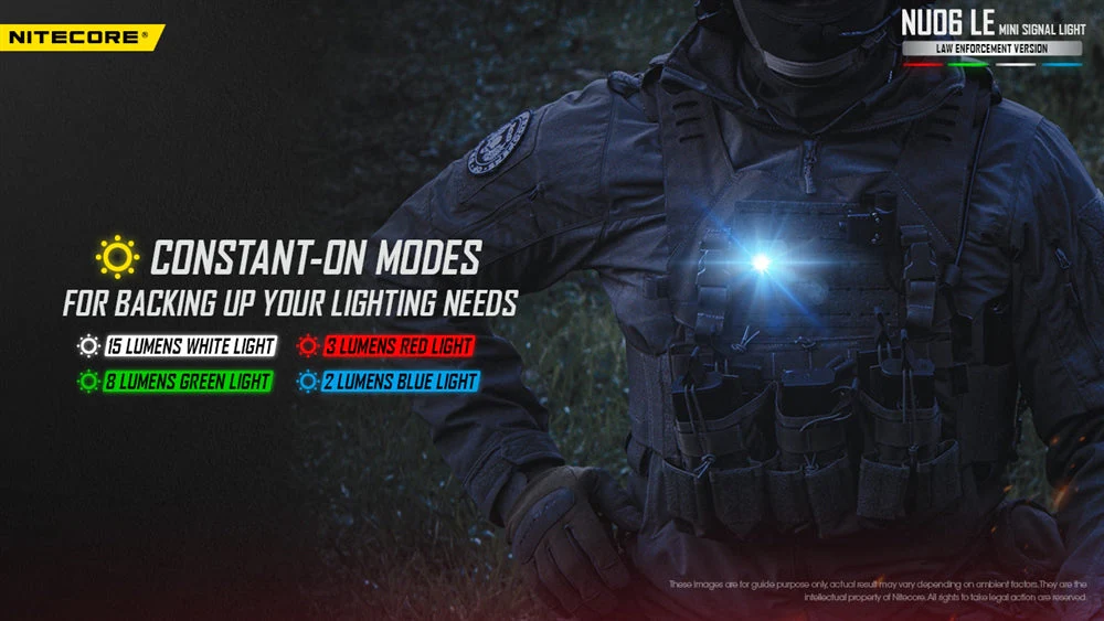 Nitecore NU06 LE White Blue Green Red USB-C Rechargeable Signal and Safety Light - Image 4