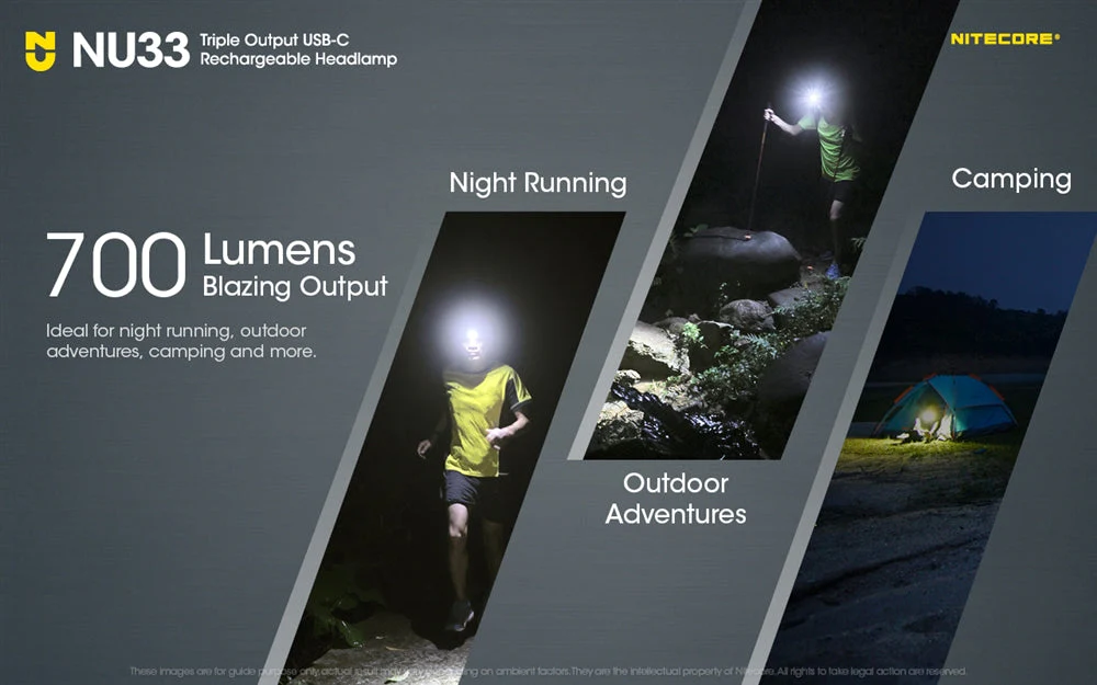 Nitecore NU33 700 Lumen LED Rechargeable Headlamp with White and Red Beams - Image 2